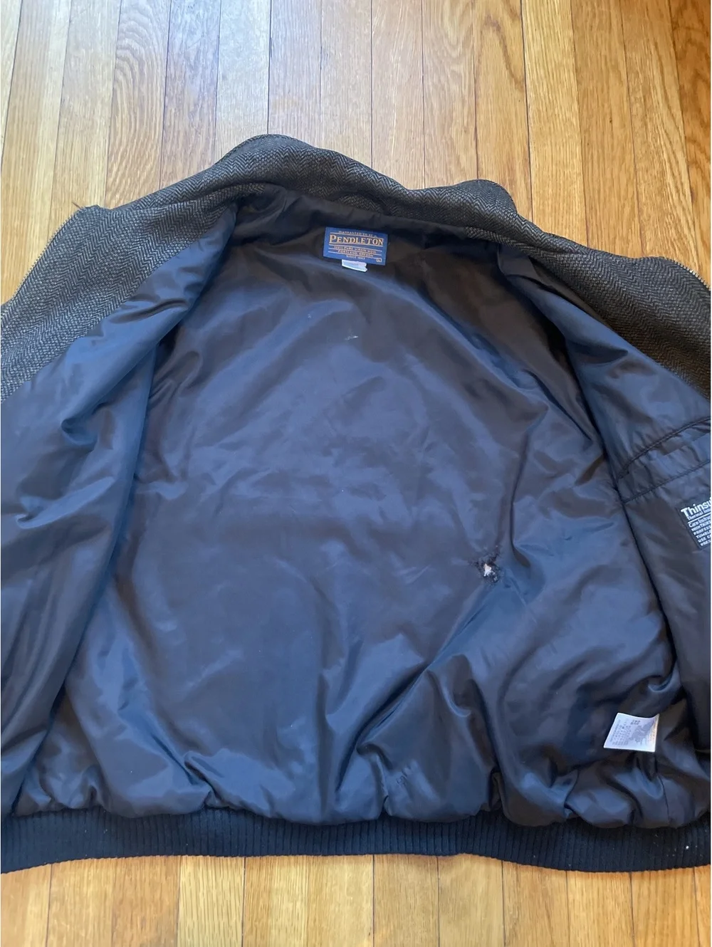 Vintage Pendleton Wool Herringbone Bomber Jacket Brown L Heritage Grandpa